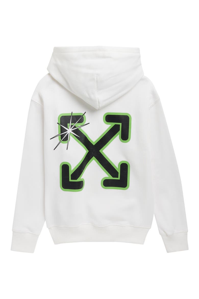 Kids' Glow in the Dark Arrow Hoodie, Alternate, color, WHITE