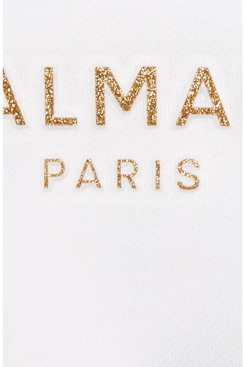 Glitter Logo Cotton Sweatshirt, Alternate, color, 100OR WHT/ GOLD