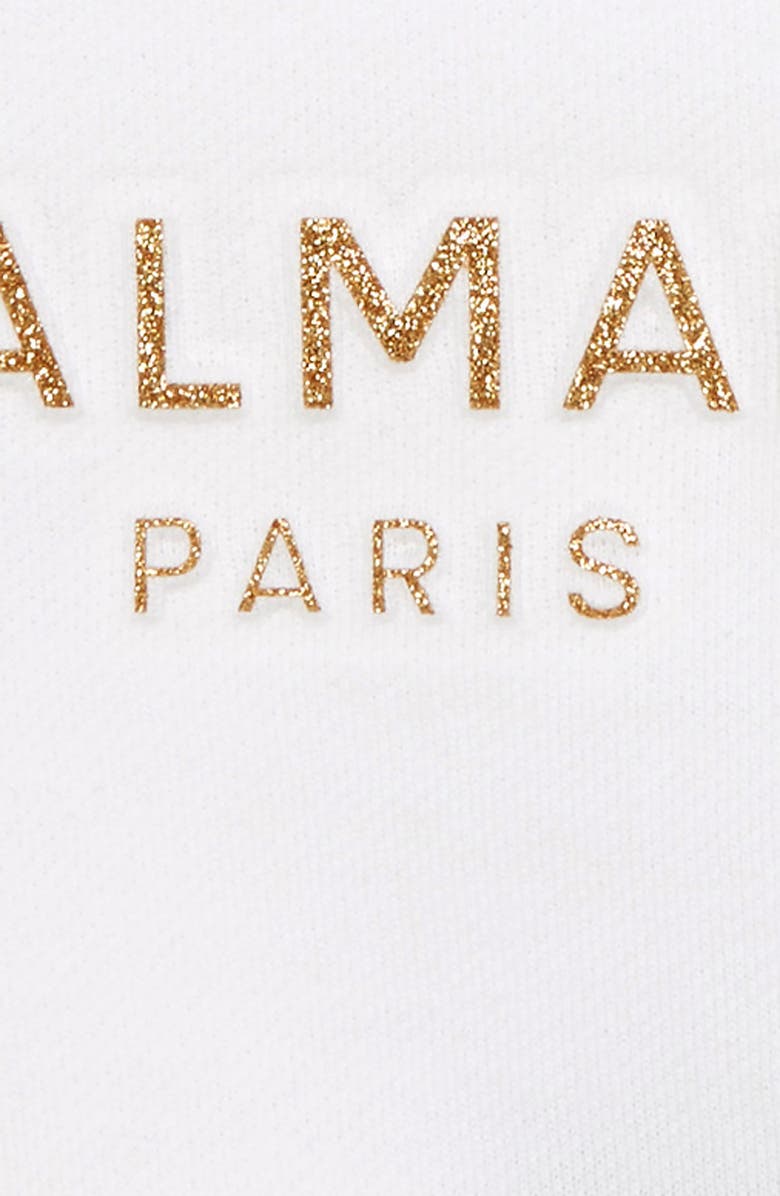 Balmain Glitter Logo Cotton Sweatshirt, Alternate, color,
