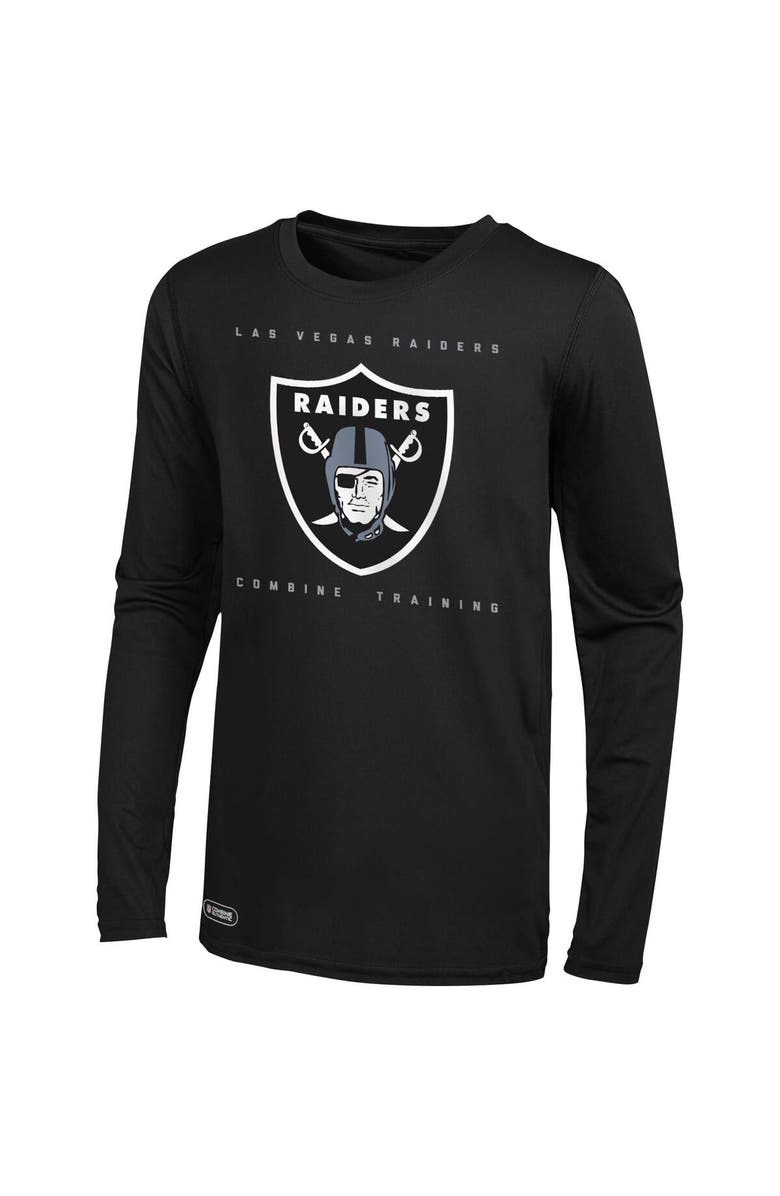 Outerstuff Men's Black Las Vegas Raiders Side Drill Long Sleeve T-Shirt, Alternate, color, Black