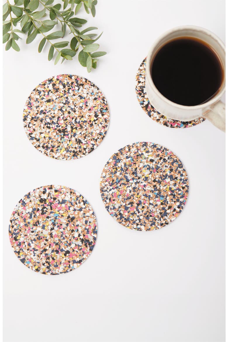 Beach Clean Round Coasters Set of 6, Alternate, color, Natural Cork