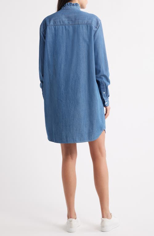 Frank & Eileen Mary Ruffle Collar Long Sleeve Denim Shirtdress In Vintage Stonewashed Indigo