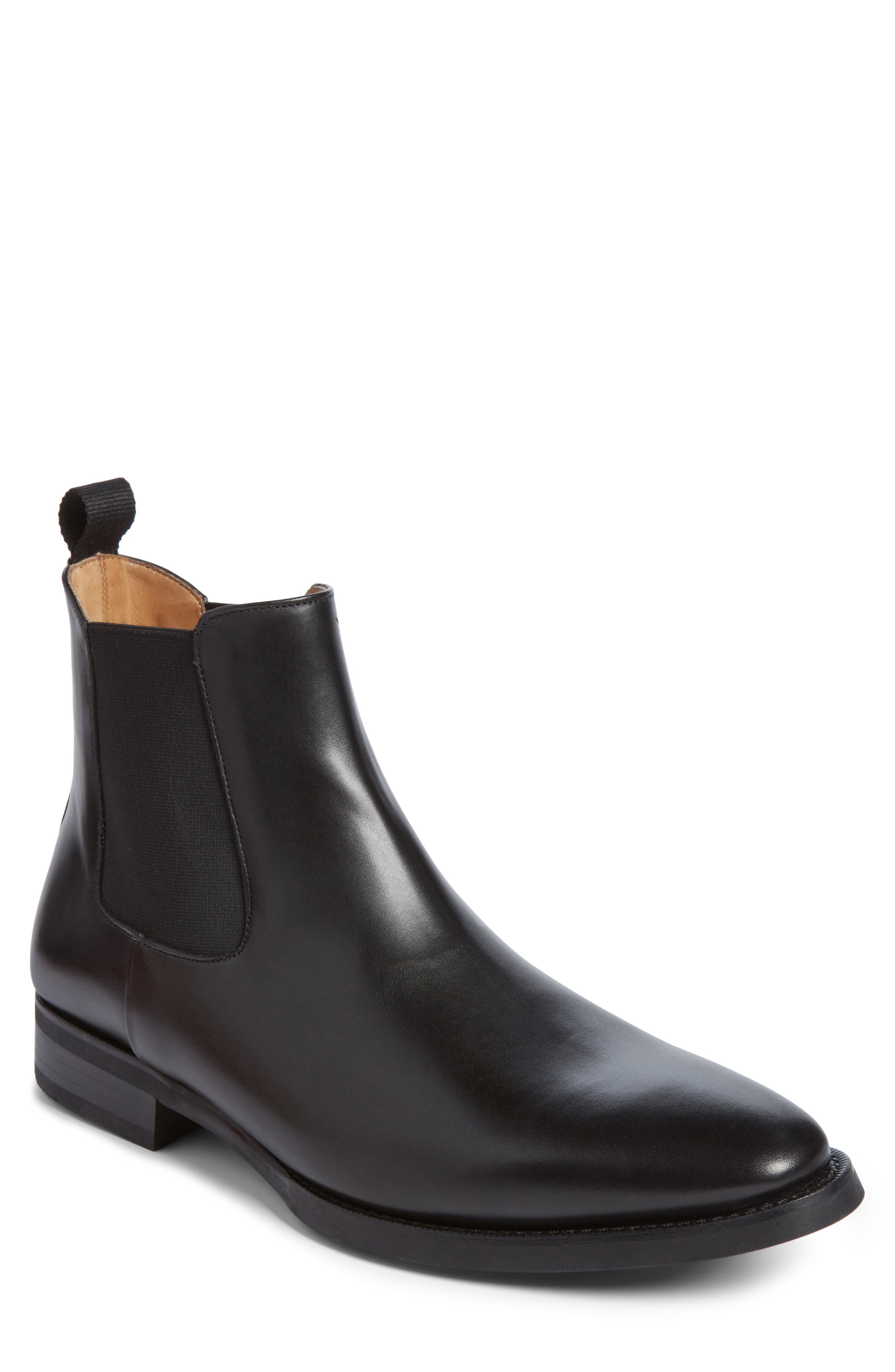 Ellis Water Resistant Chelsea Boot, Main, color, BLACK LEATHER