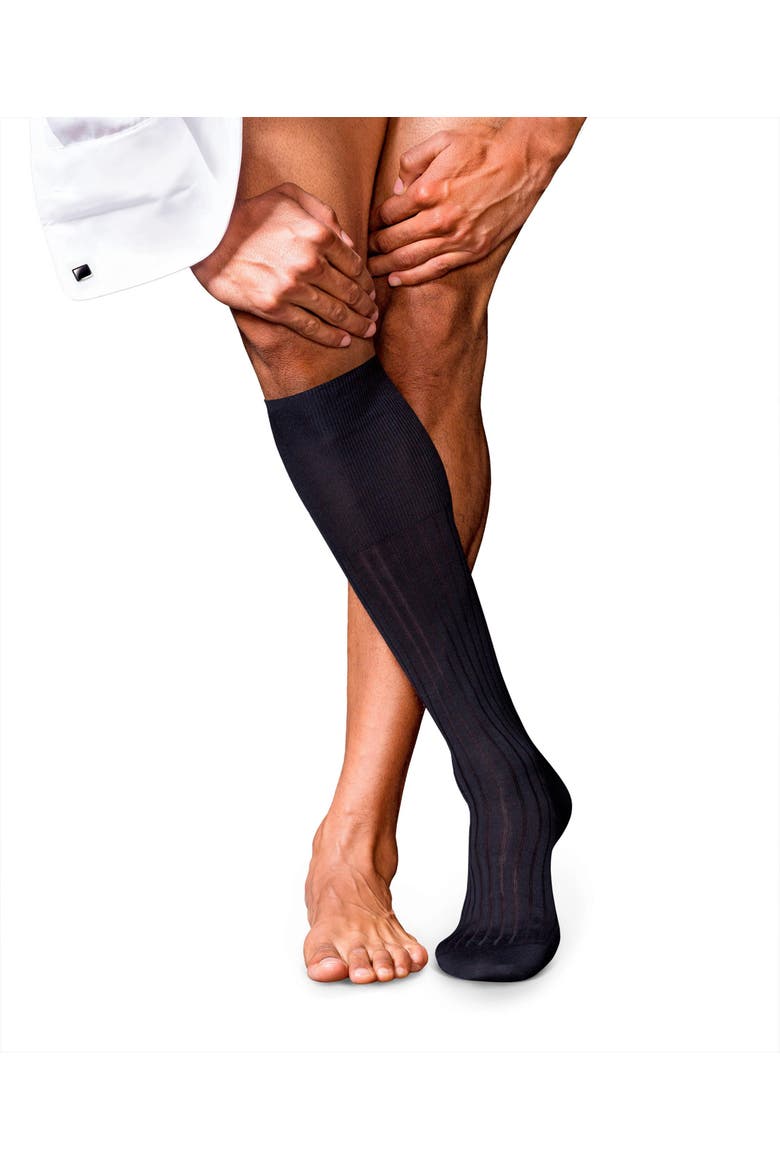 No. 13 Piuma Cotton Luxury Dress Socks, Main, color, Dark Navy