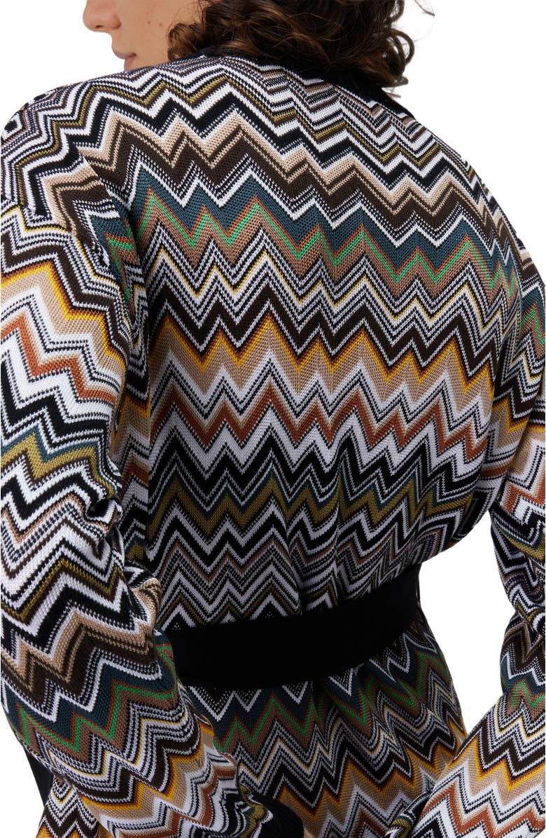 Missoni Relaxed Fit Cardigan With Belt And Chevron Pattern, Alternate, color, Multicoloured