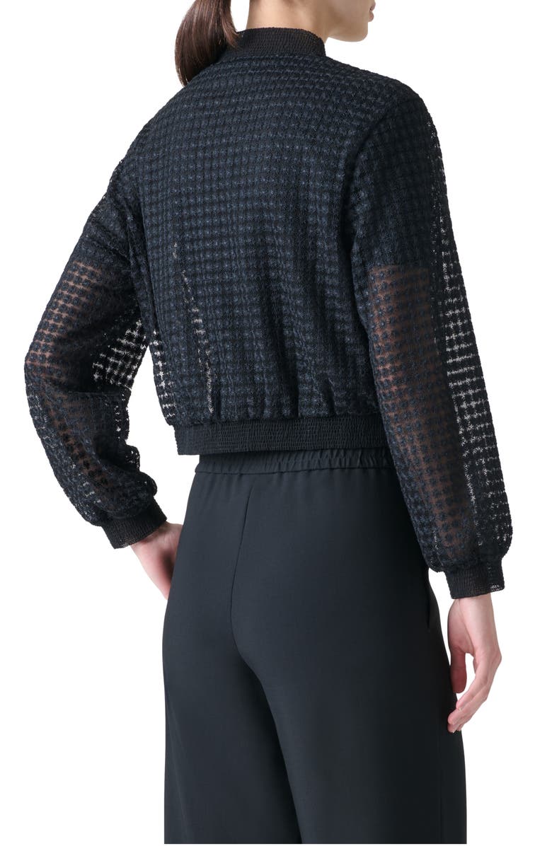 Akris Taide Flower Grid Tulle Bomber Jacket, Alternate, color, Black