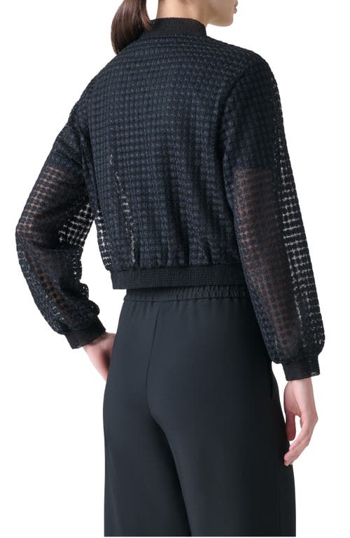 Akris Taide Flower Grid Tulle Bomber Jacket In Black
