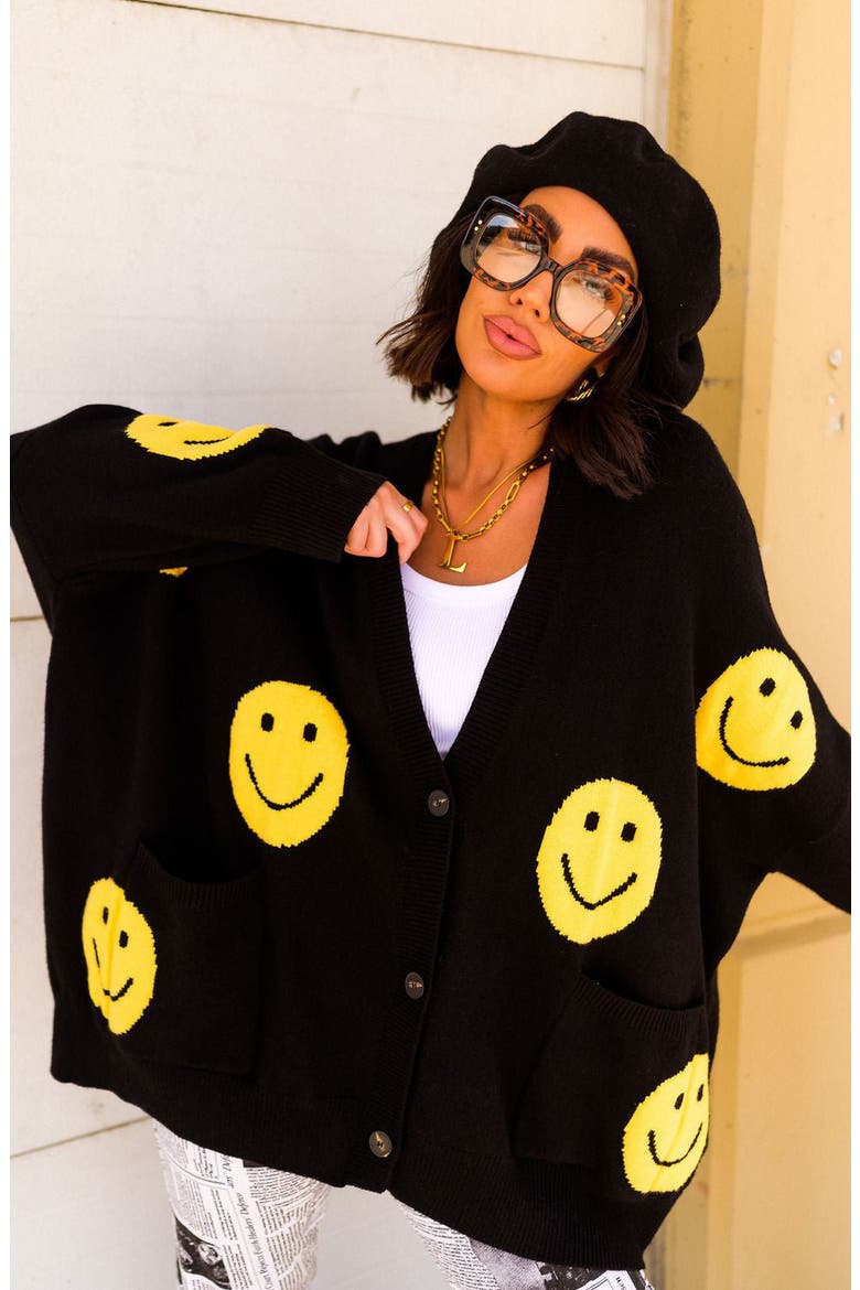 Oversize Open Front Cardigan, Alternate, color, BLACK