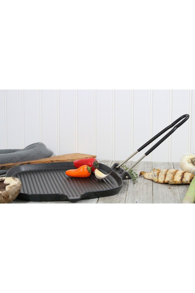 9" Square French Cast Iron Grill, Alternate, color, BLACK