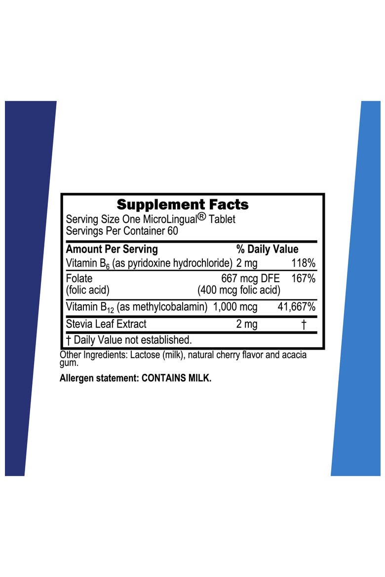 No Shot Vitamin B-12 Methylcobalamin Energy Support Sublingual Dissolving Tablets, Alternate, color, White