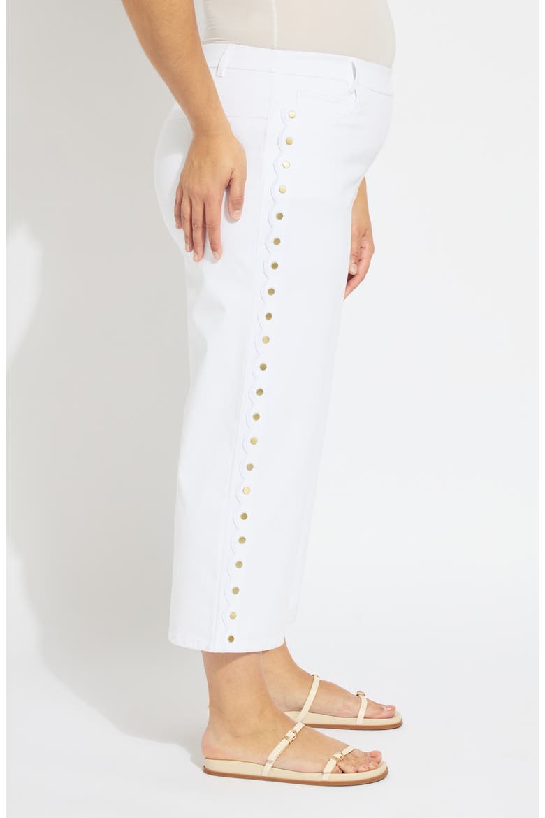 Willa Scallop Studded Crop Jeans, Alternate, color, WHITE