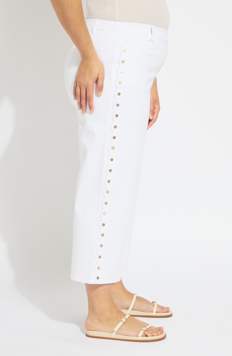 Lysse Willa Scallop Studded Crop Jeans, Alternate, color, White