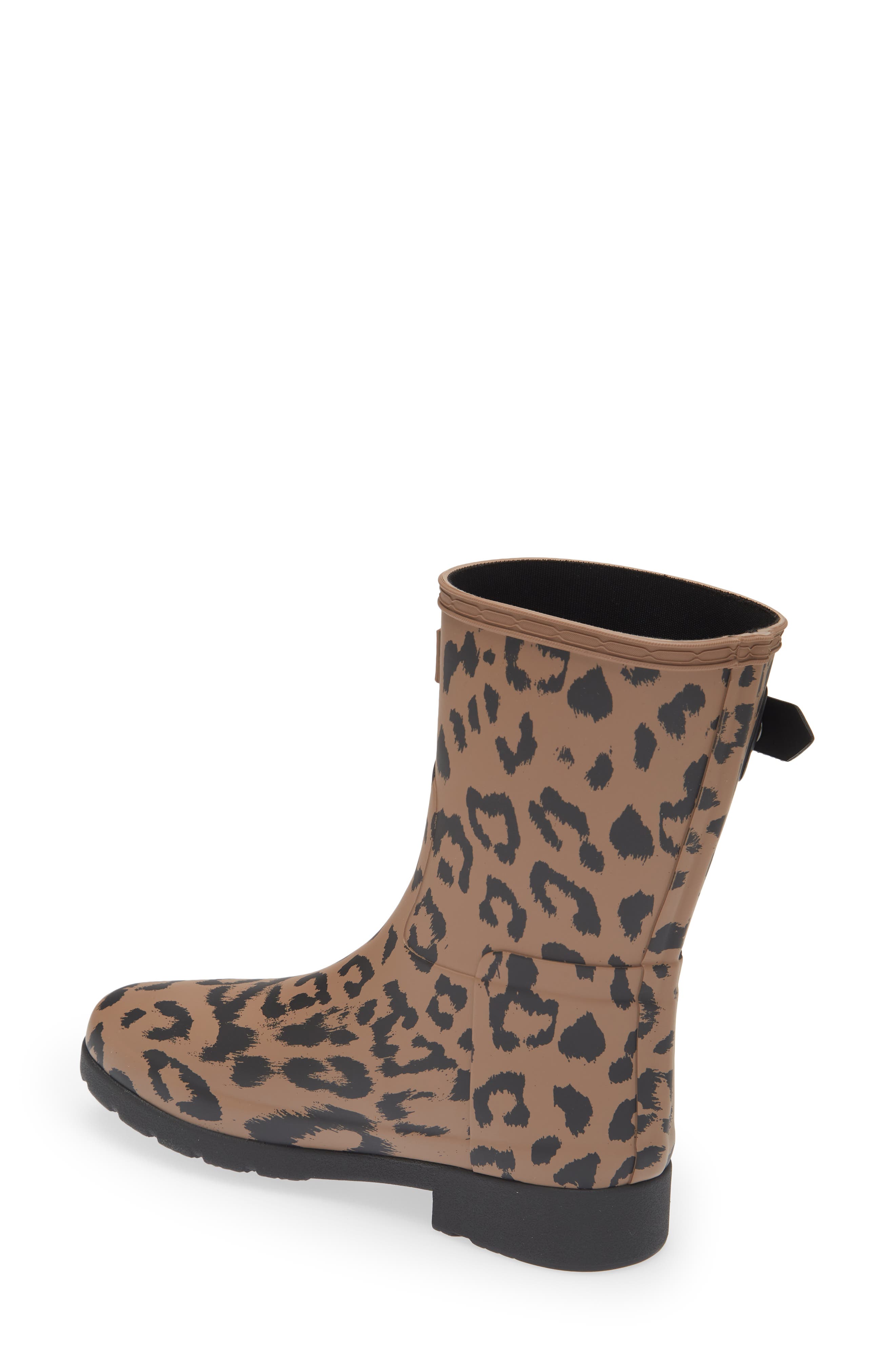 Hunter Original Refined Short Leopard Waterproof Rain Boot, Alternate, color, 