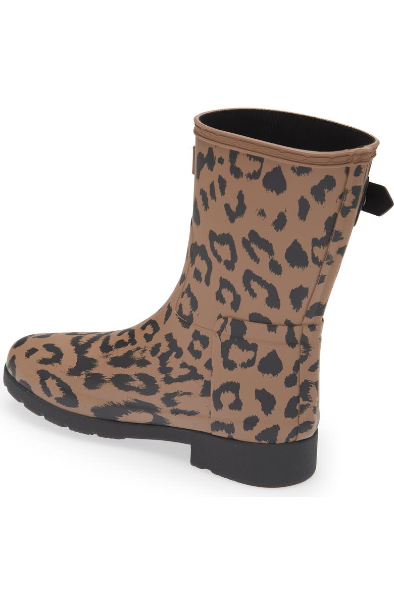 Hunter Original Refined Short Leopard Waterproof Rain Boot, Alternate, color,