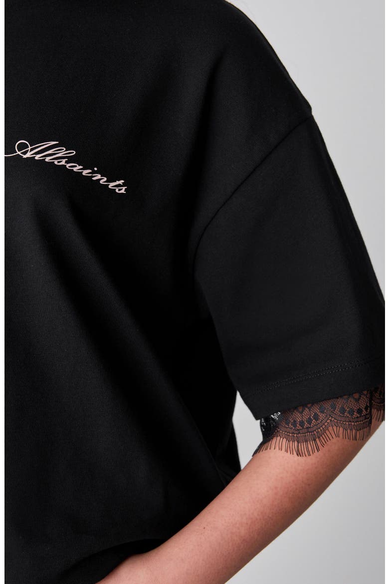 Kids' Underground Lace Hem Graphic T-Shirt, Alternate, color, BLACK