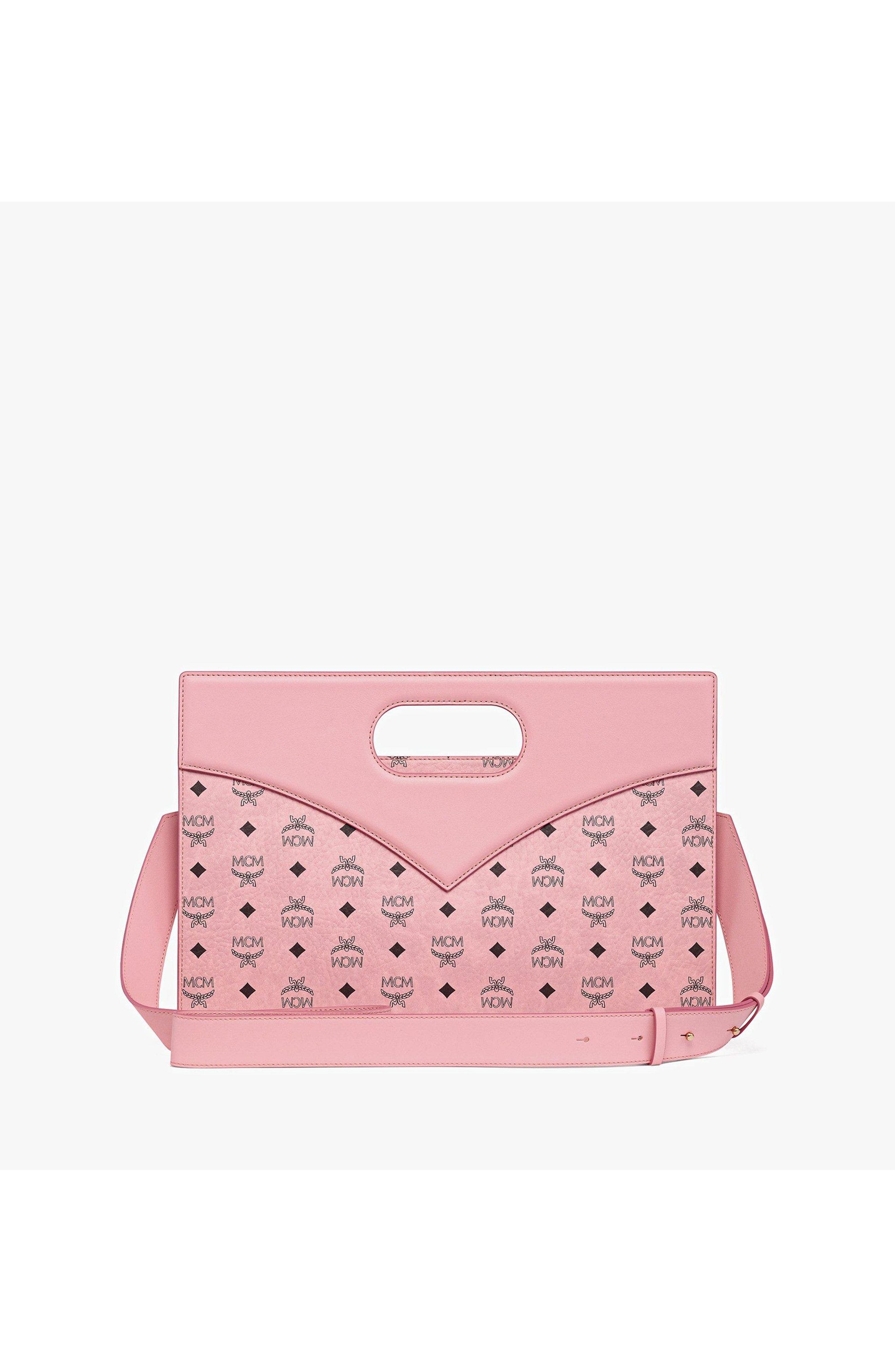 MCM Diamond Bag in Visetos Leather Mix, Alternate, color, Soft Pink