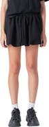 Grey Lab Bubble Hem Scuba Knit Drawstring Miniskirt