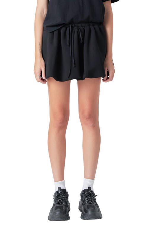 Grey Lab Bubble Hem Scuba Drawstring Miniskirt in Black 