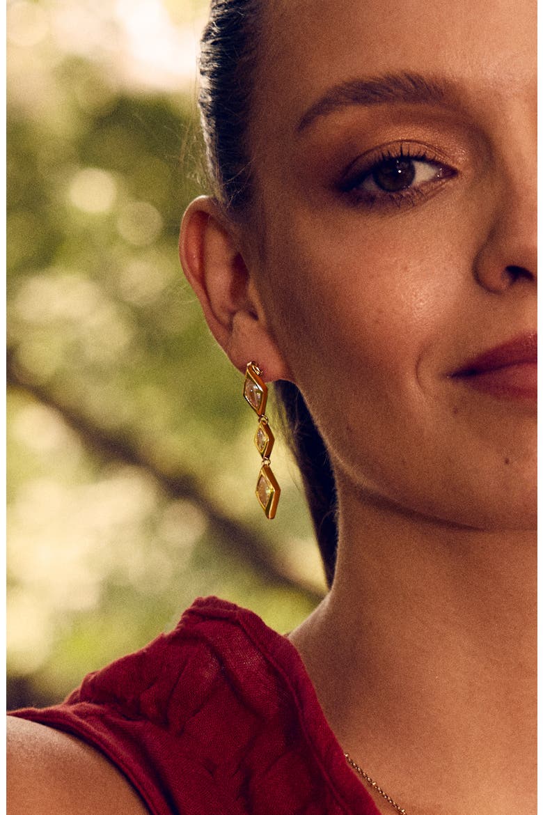 Lissie Cubic Zirconia Linear Drop Earrings, Alternate, color, GOLD