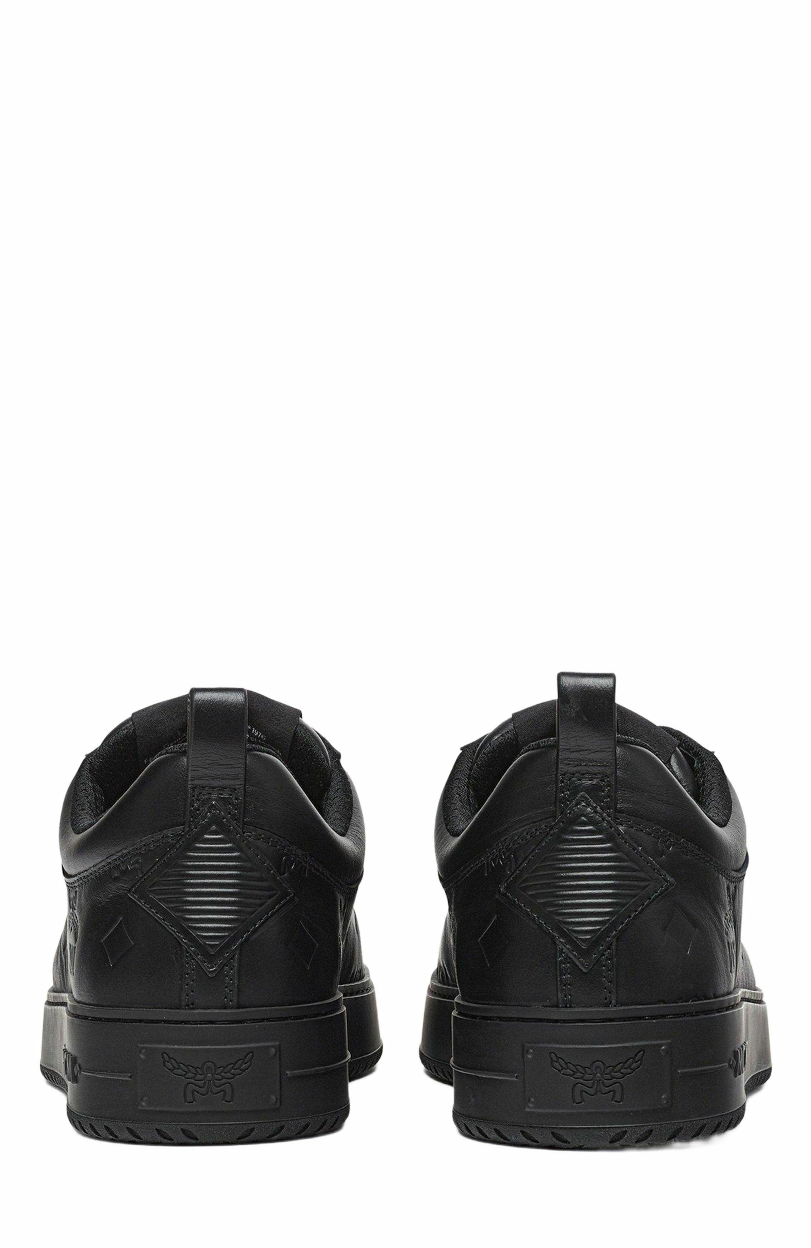 MCM Neo Terrain Lo Sneakers in Monogram Leather, Alternate, color, Black