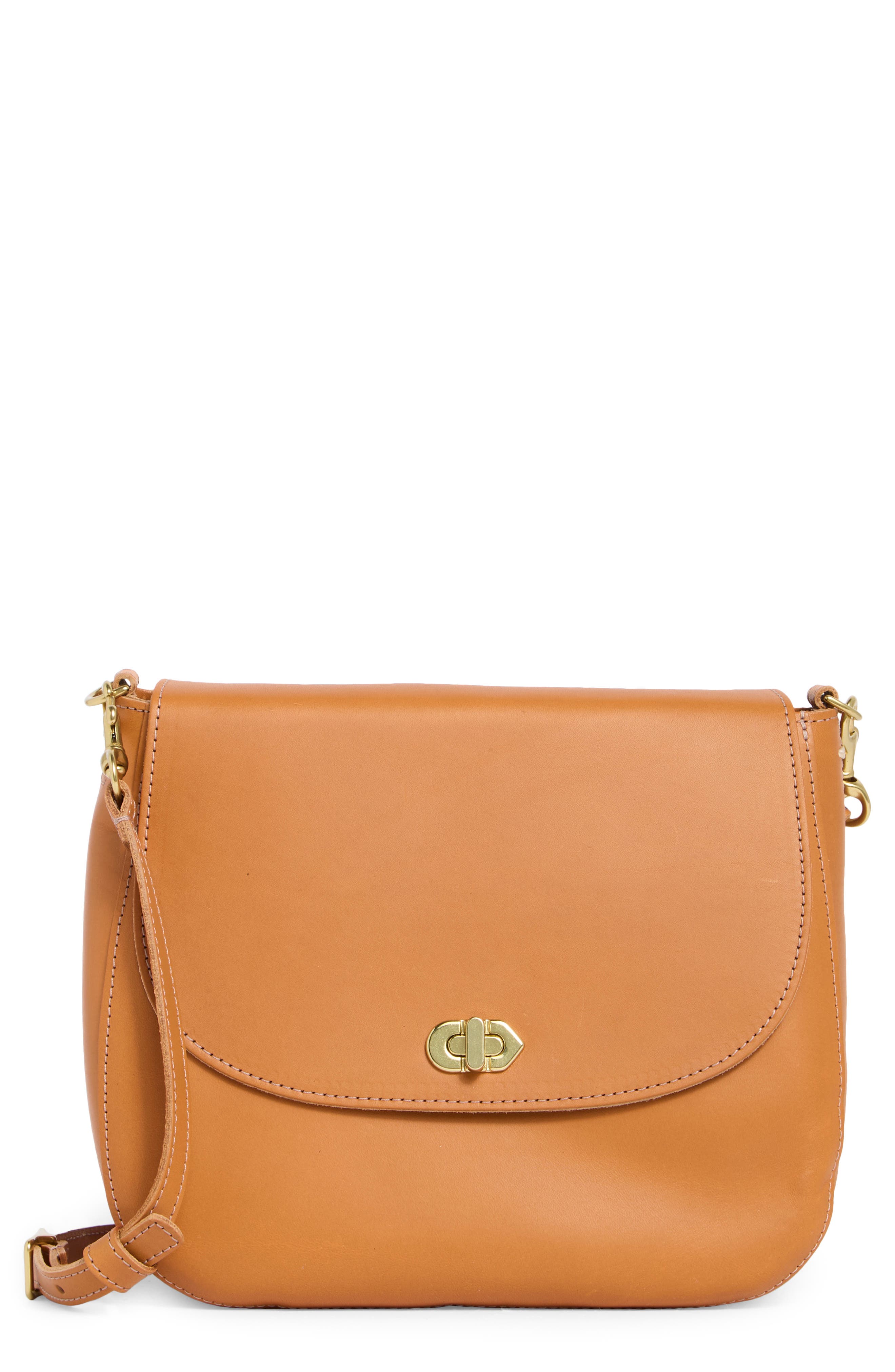 Clare V. Louis Leather Crossbody Bag, Main, color, Cuoio