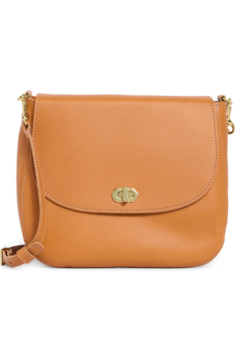 Clare V. Louis Leather Crossbody Bag, Main, color, Cuoio