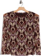 Sanctuary Sheer Mesh Long Sleeve Print Top