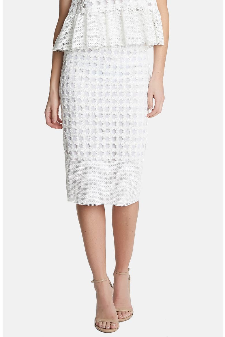 Geo Lace Midi Skirt, Main, color, CLOUD