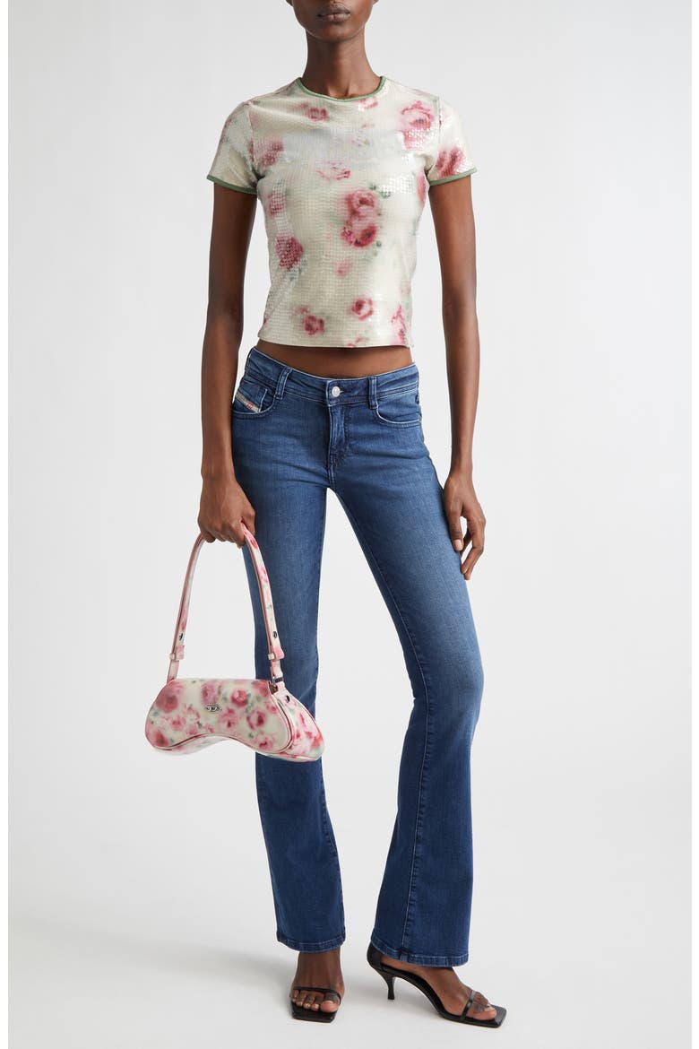Unkyel Logo Sequin Floral T-Shirt, Alternate, color, MEDIUM/ WHITE