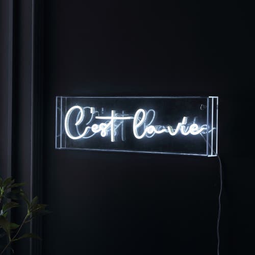Jonathan Y C'est La Vie 20" X 6" Contemporary Glam Acrylic Box Usb Operated Led Neon Light, White In White