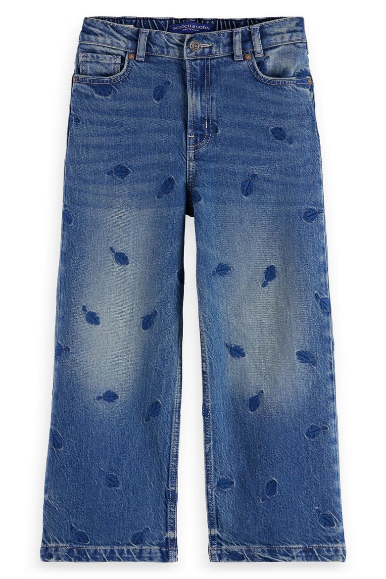 The Deep Loose Embroidered Wide Leg Denim Jeans, Main, color, BEST OF BLUE