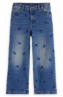 Scotch & Soda The Deep Loose Embroidered Wide Leg Denim Jeans