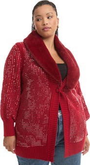 June + Vie Sequin Button-Up Sweater