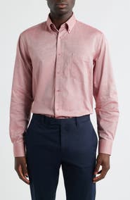 EAGLE Regular Fit Red Cotton Button-Down Oxford Shirt