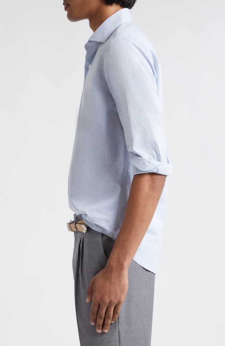 Eleventy Cotton & Linen Button-Up Shirt, Alternate, color, 