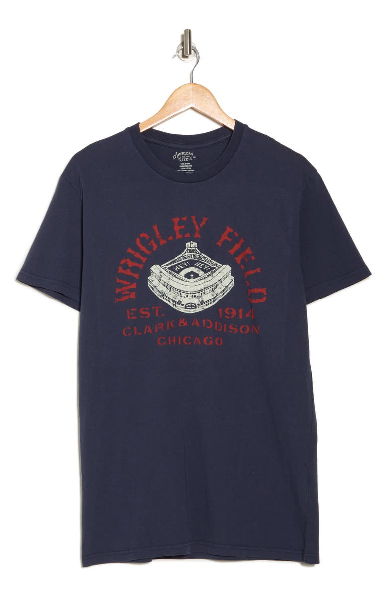 American Needle Wrigley Field Cotton Graphic T-Shirt, Alternate, color, Navy/ Red