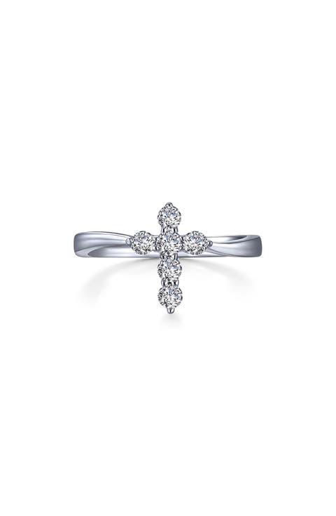 Classic Cross Simulated Diamond Ring