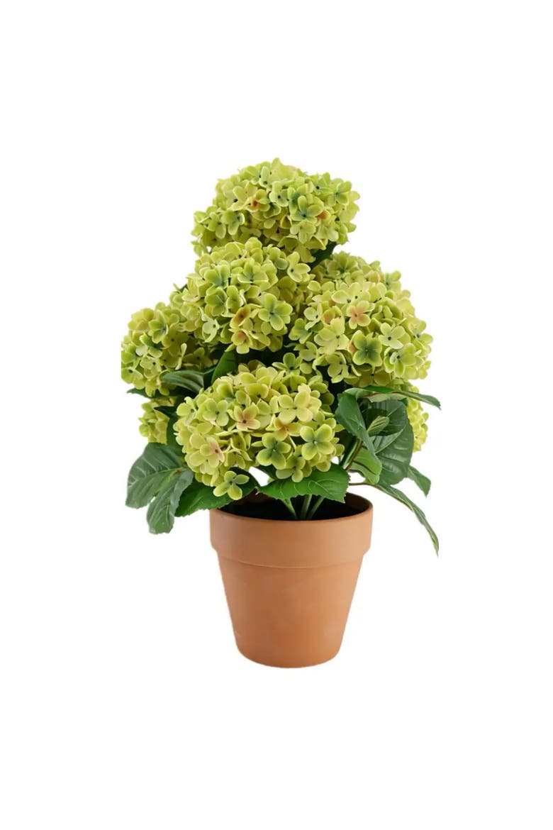 23" Artificial Light Green Potted Hydrangea Plant, Main, color, Light Green