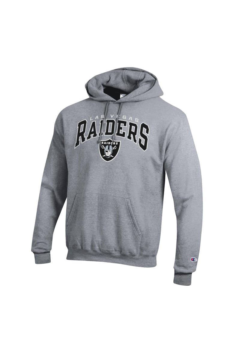 Men's Champion Gray Las Vegas Raiders Powerblend Arch over Logo Hoodie, Alternate, color, Gray