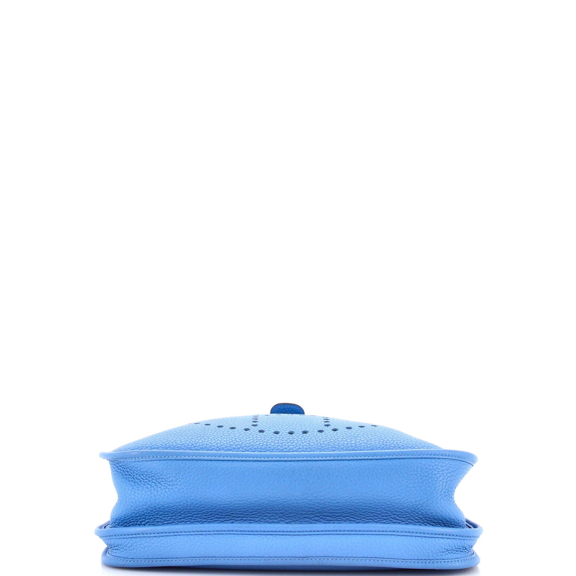 Pre-Owned Hermes Evelyne Bag Gen III Clemence GM, Alternate, color, Bleu Paradis