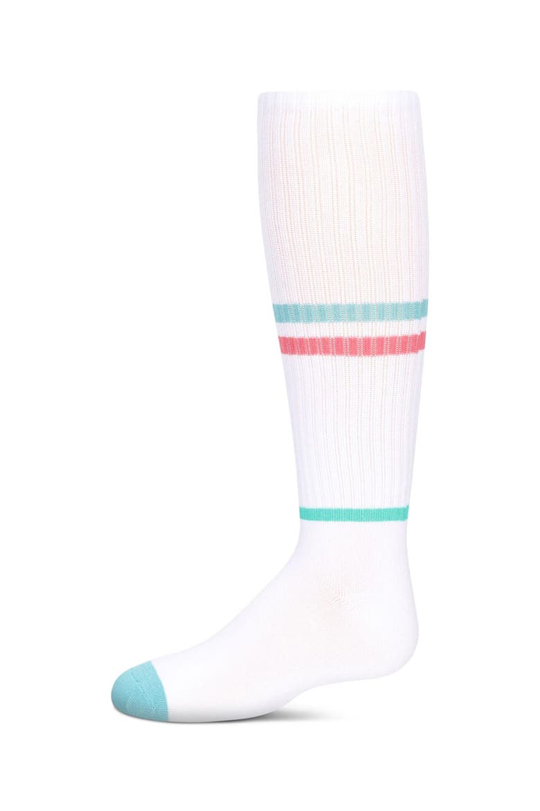 Multi Colored Stripe Knee High Socks, Main, color, Teal