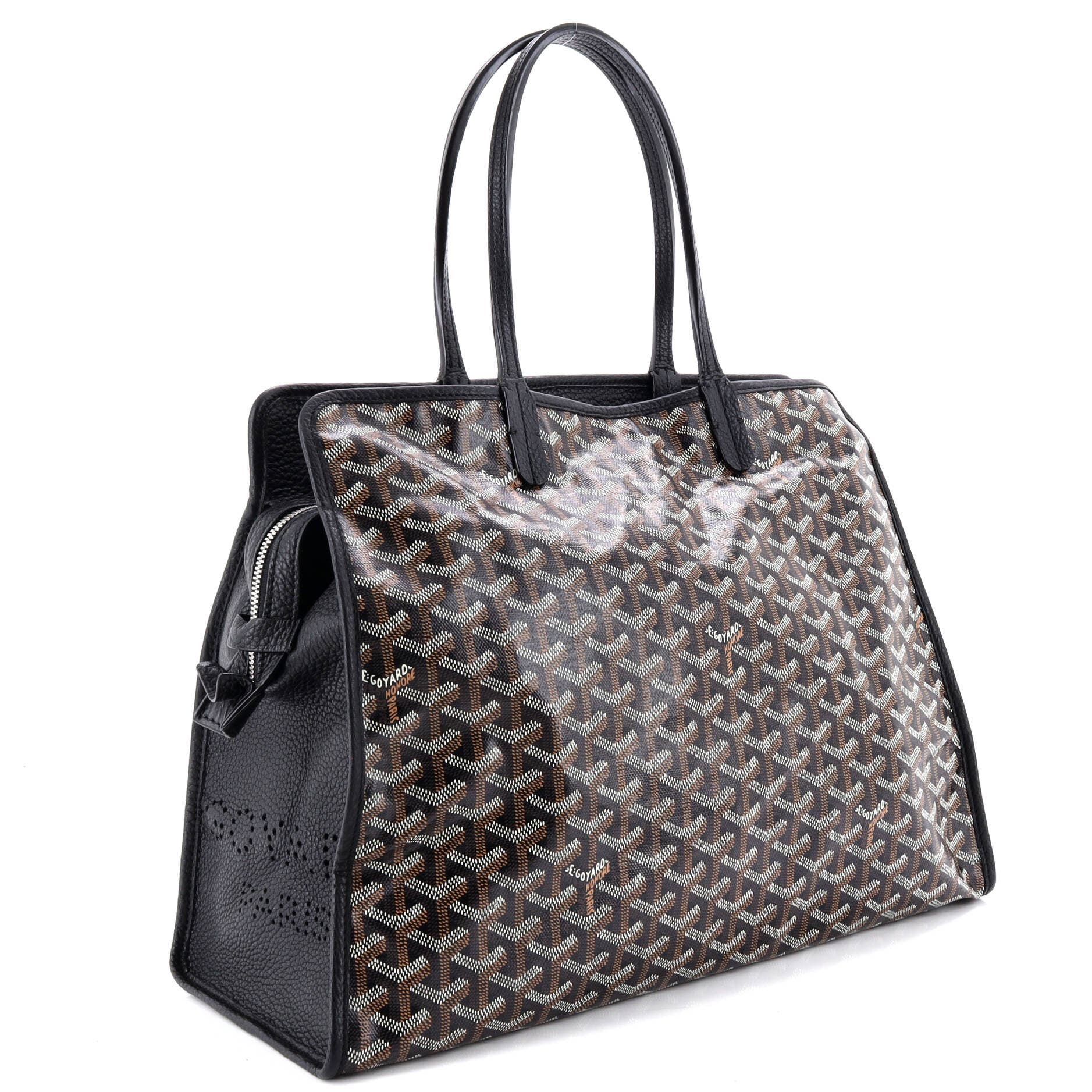 Pre-Owned Goyard Hardy Pet Carrier Coated Canvas PM, Alternate, color, Black