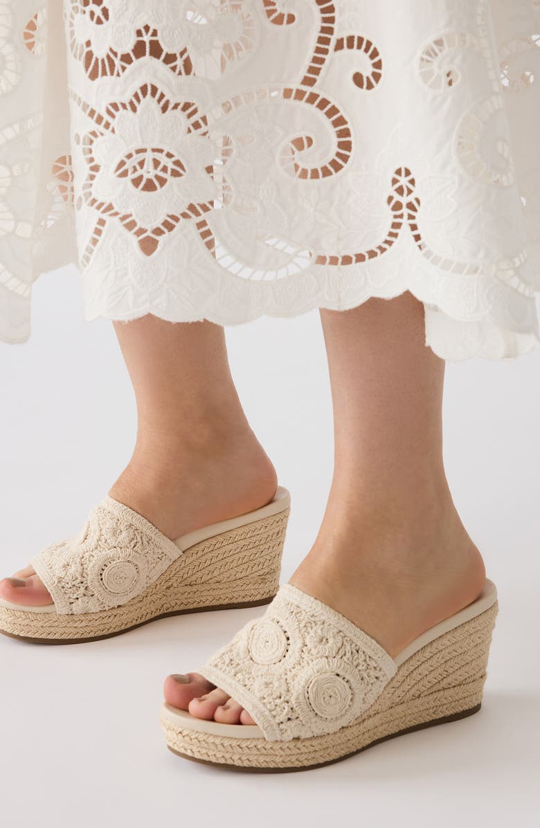Anne Klein Effy Espadrille Slide Sandal, Alternate, color, Creme Crochet