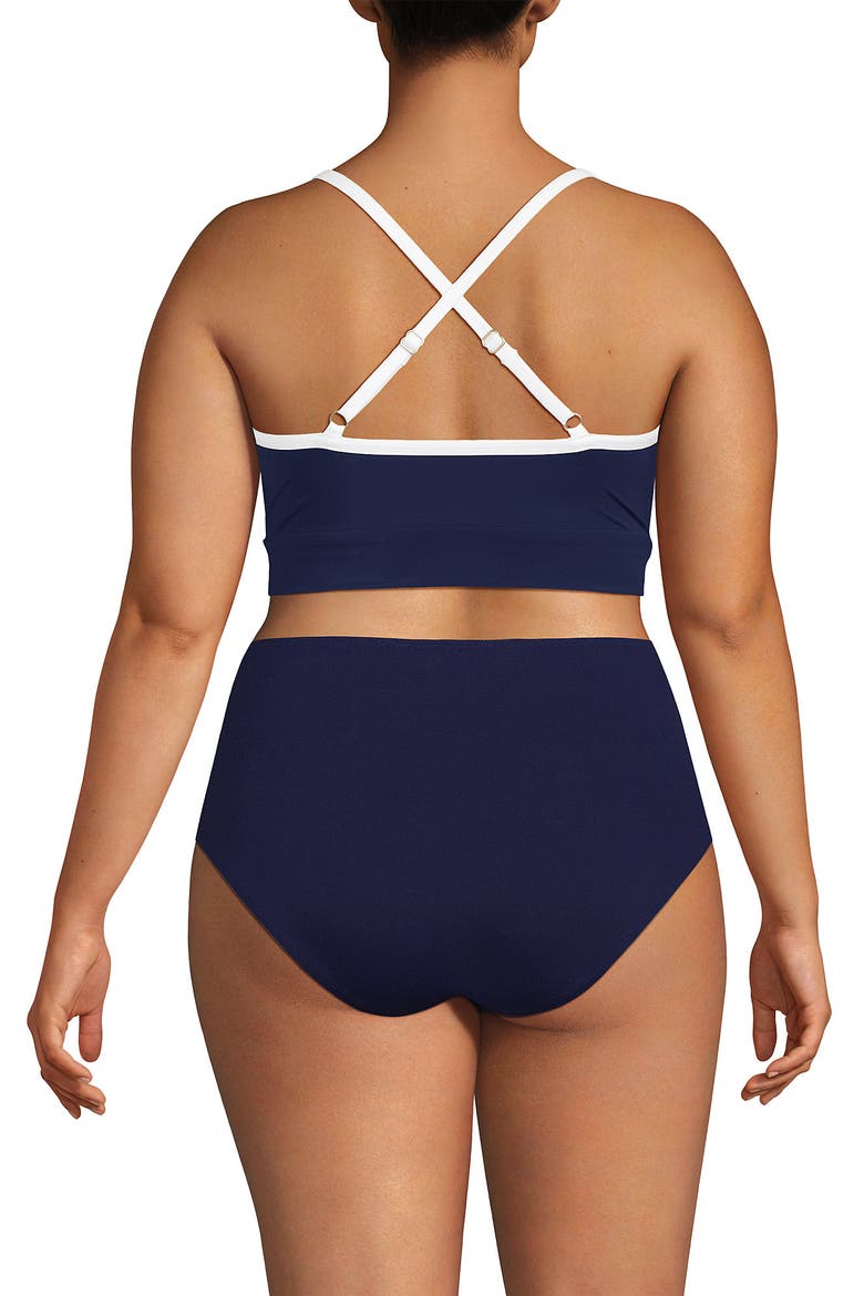 Slender Suit Pleated Tankini Top, Alternate, color, Navy/Sapphire/River Mist/White