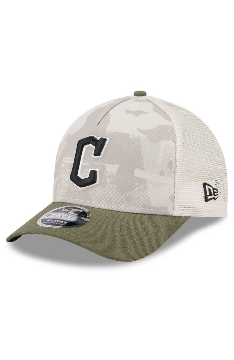 New Era Men's New Era Light Beige/Olive Cleveland Guardians 2025 Armed Forces Day 9FORTY M-Crown A-Frame Adjustable Hat, Alternate, color, Light Beige