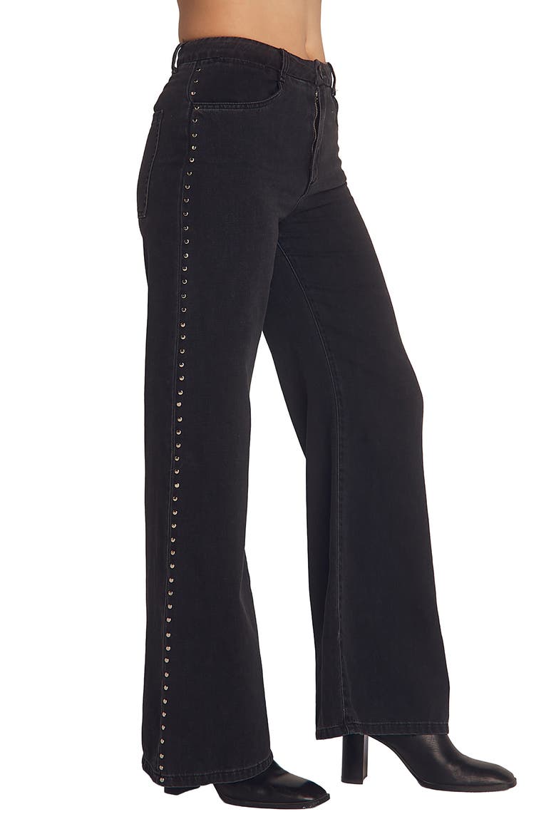 Anya Studded Bootcut Jeans, Alternate, color, MOON SHADOW WASH