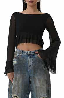 AFRM Inaya Layered Bell Sleeve Crop Top