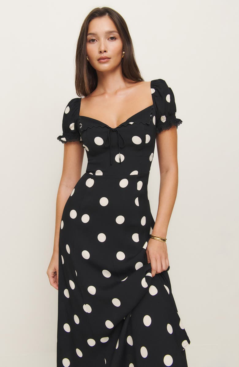 Reformation Shyla Midi Dress, Alternate, color, Moon Dot