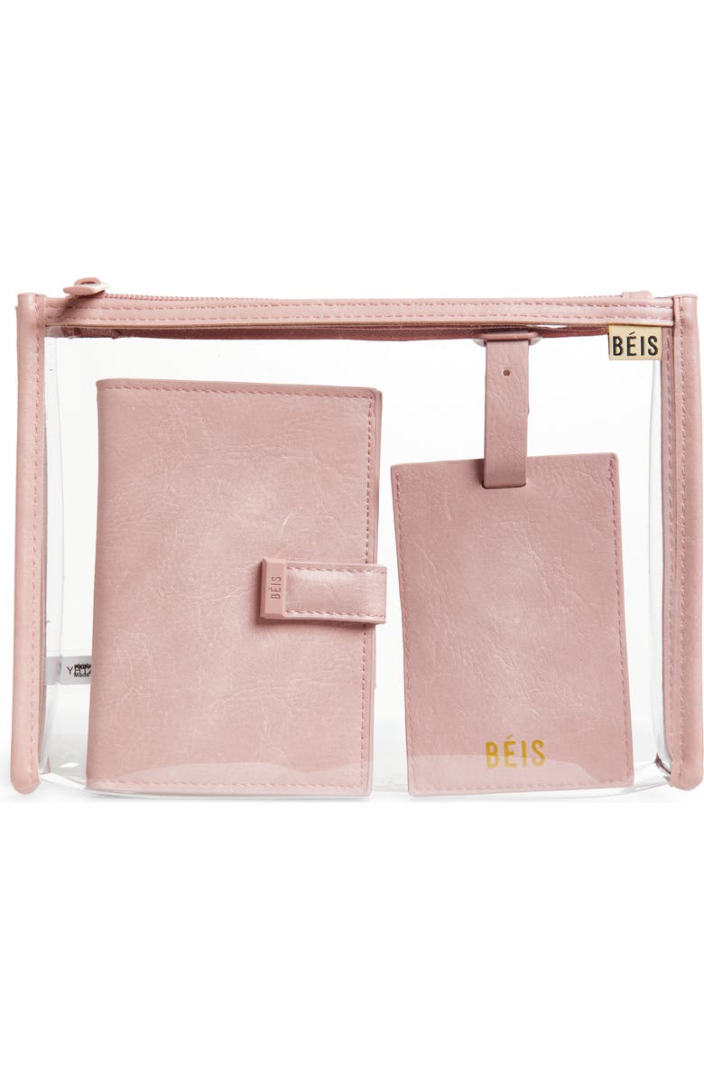 Béis The Passport Holder & Luggage Tag Set, Main, color, Atlas Pink