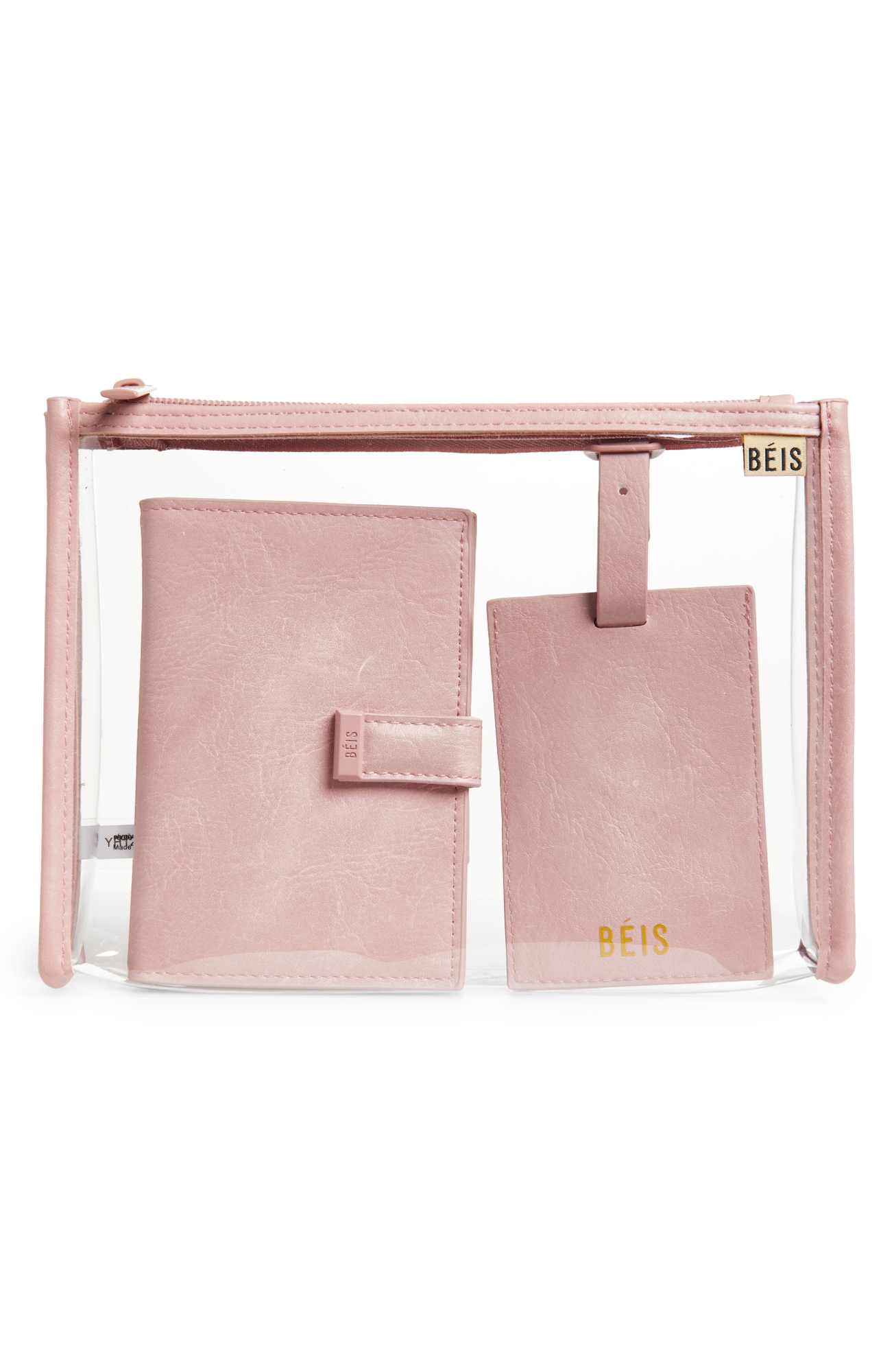 Béis The Passport Holder & Luggage Tag Set - Atlas Pink
